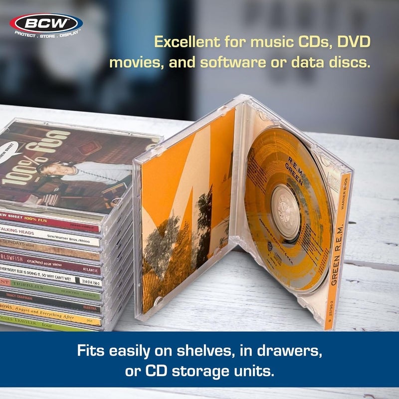BCW CD Jewel Cases - 20 Pack | Clear CD Cases for Standard Discs | Durable Plastic Storage and Replacement Jewel Case - Image 4